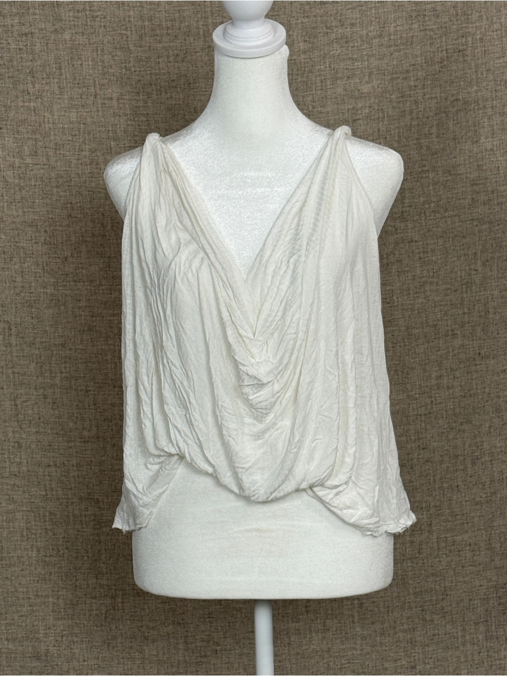 Free People White Draped V-Neck Camisole
